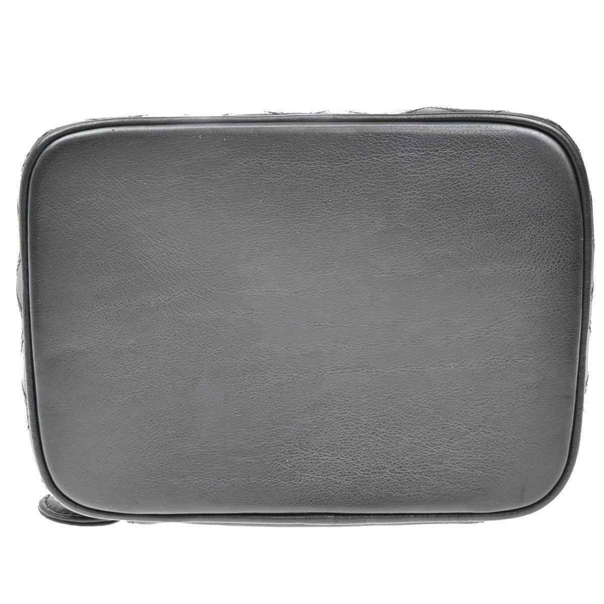 Chanel Vintage Cosmetic Case Leather, BLACK, LEATHER, Handbag