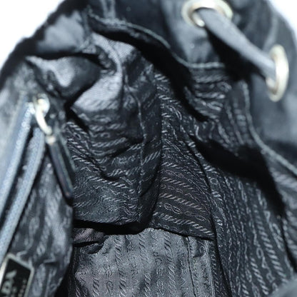 Prada Vela Double Front Pocket Backpack Tessuto with Saffiano Leather, BLACK, NYLON, Backpack