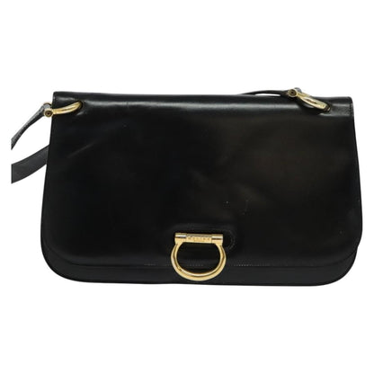 Celine Flap Shoulder Bag Leather, BLACK, LEATHER, Shoulder bag