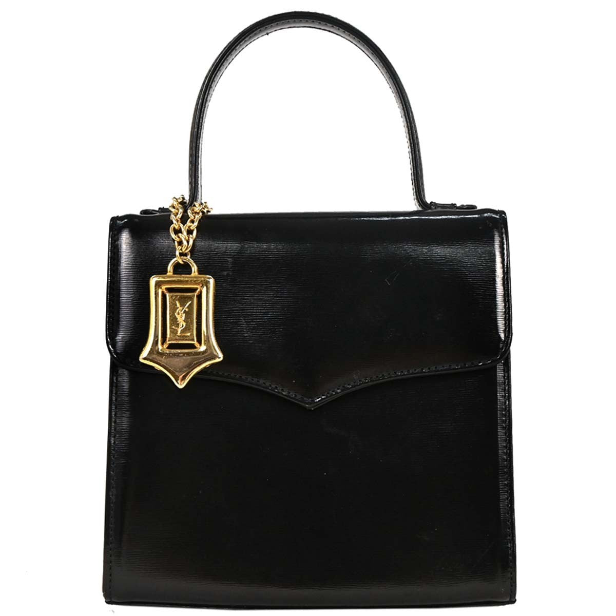 Saint Laurent Vintage Handbag Leather, BLACK, LEATHER, Handbag