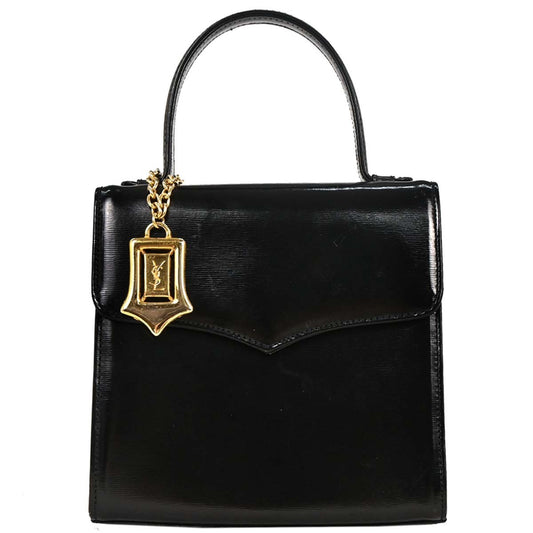 Saint Laurent Vintage Handbag Leather, BLACK, LEATHER, Handbag