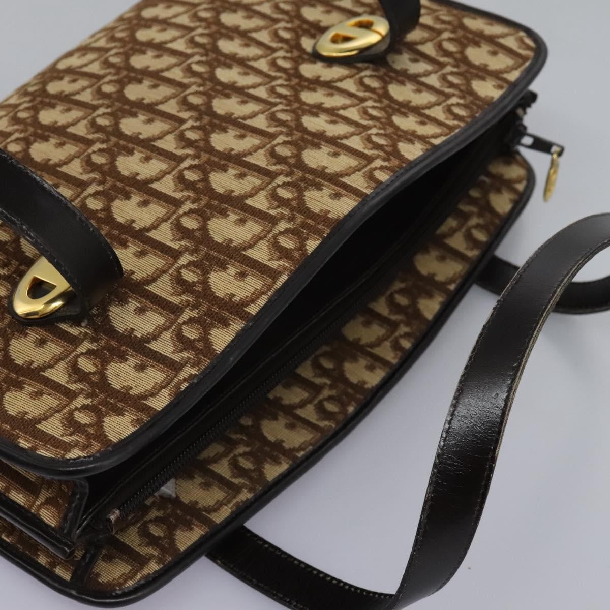 Christian Dior Vintage CD Trotter Handbag Canvas, BROWN, CANVAS, Handbag