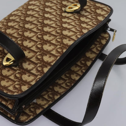 Christian Dior Vintage CD Trotter Handbag Canvas, BROWN, CANVAS, Handbag