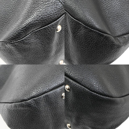 Salvatore Ferragamo Gancini handbag Leather, BLACK, LEATHER, Handbag