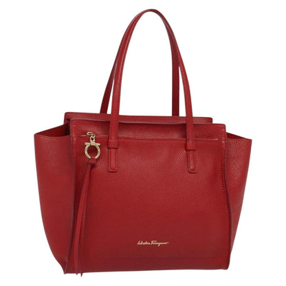 Salvatore Ferragamo Amy Tote Pebbled Leather, RED, LEATHER, Tote bag