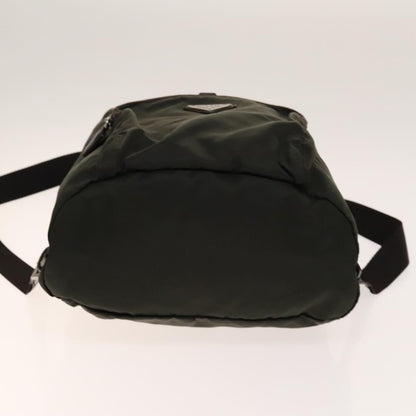 Prada Front Pocket Buckle Backpack Nylon, Khaki, Nylon, Backpack