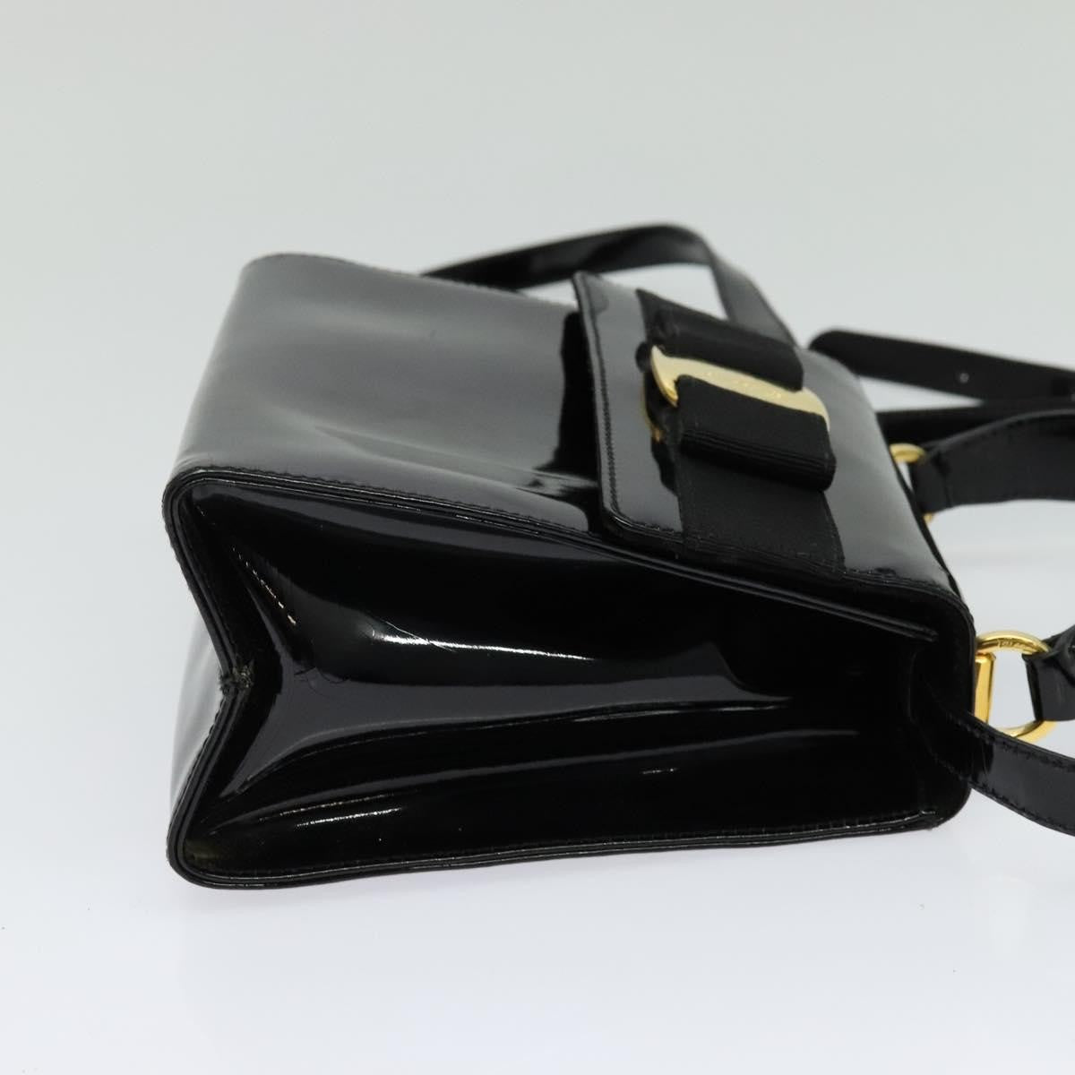 Salvatore Ferragamo Vintage Vara Bow Top Handle Bag Patent Leather, BLACK, PATENT_LEATHER, Handbag