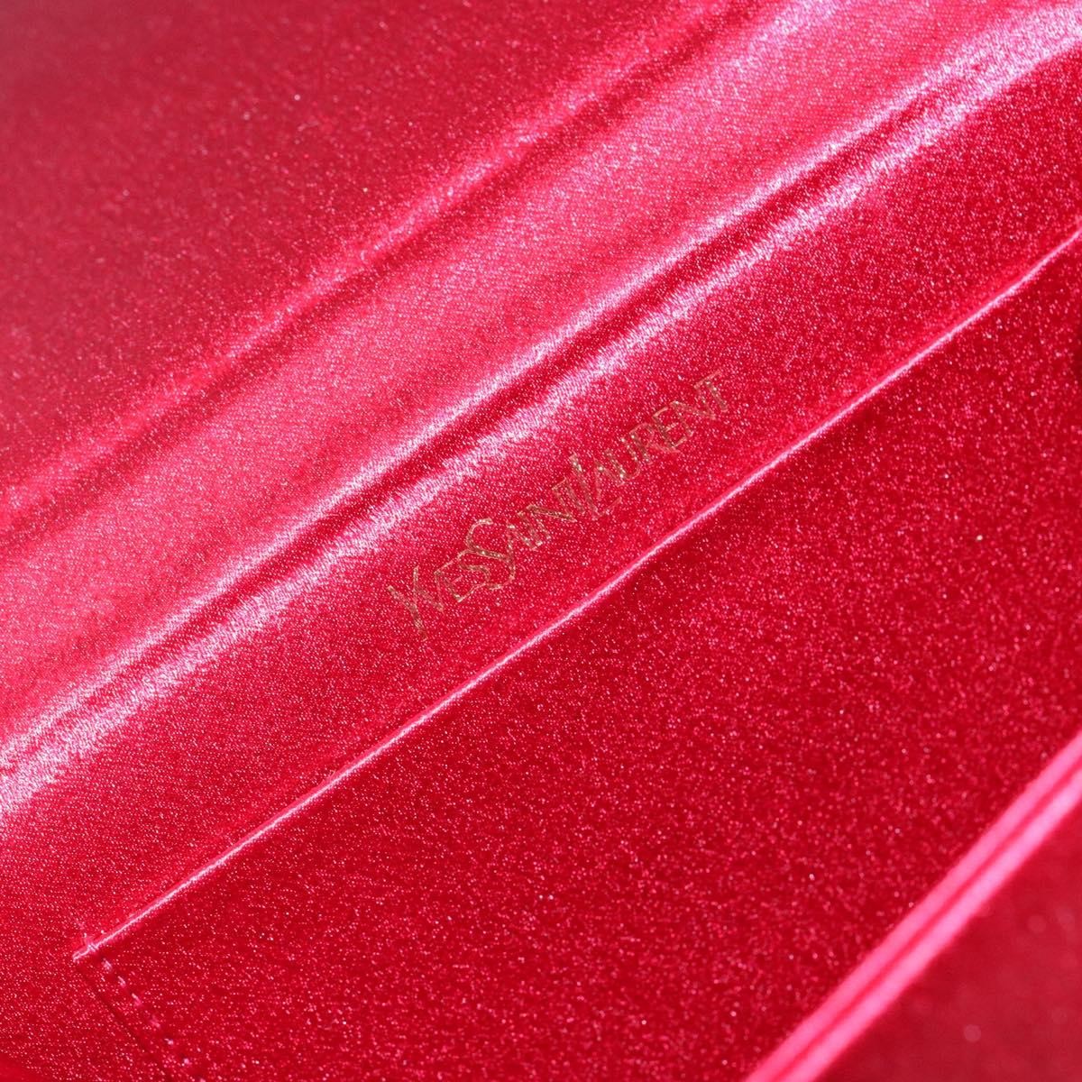 Saint Laurent Vintage Flap Crossbody Bag Silk, RED, SATIN, Clutche & pouche