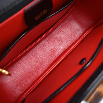 Gucci Vintage Convertible Top Handle Bag Leather, BLACK, LEATHER, Handbag