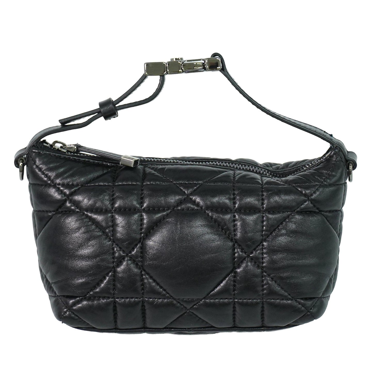 Christian Dior DiorTravel Nomad Pouch Macrocannage Quilt Calfskin, Black, Leather, Clutch