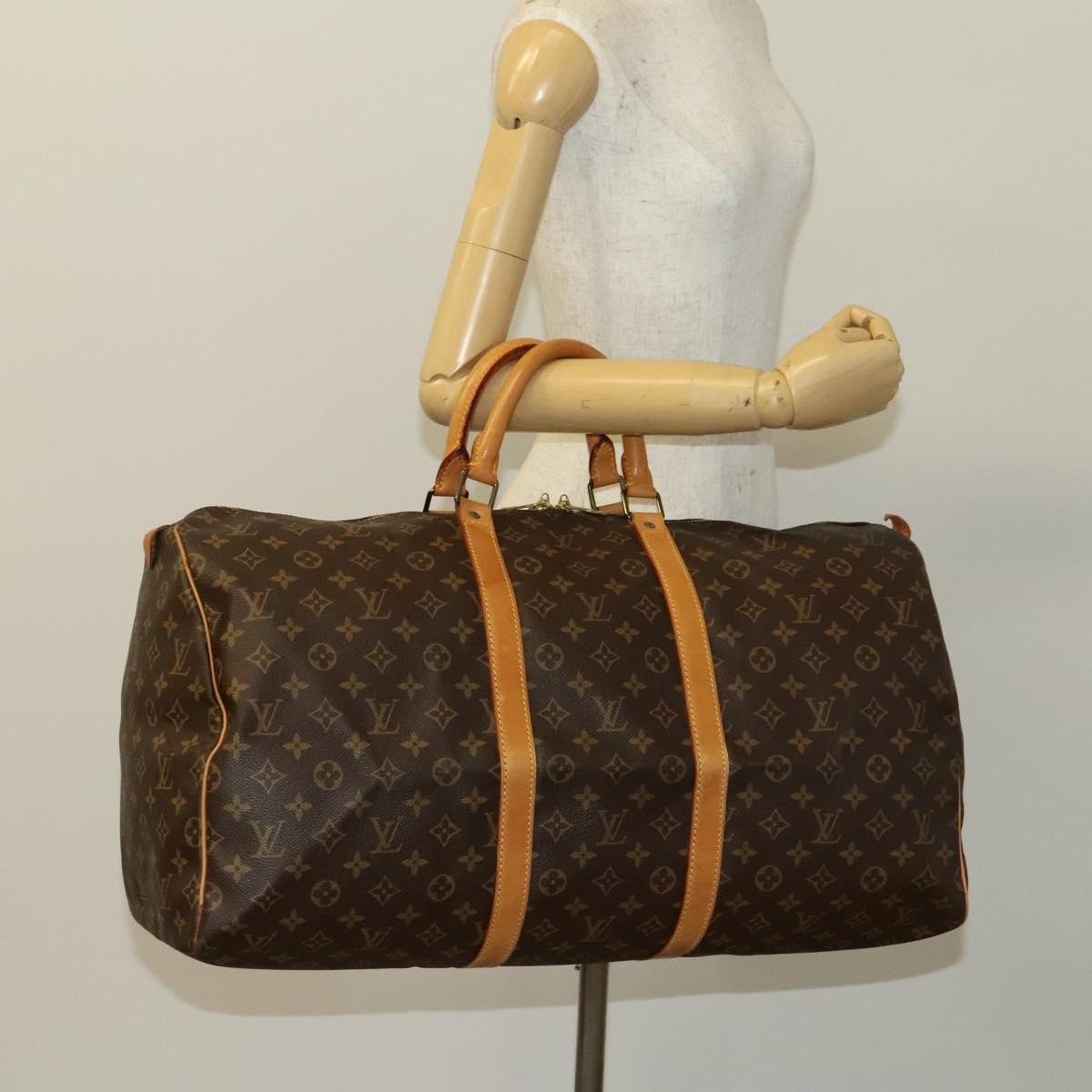 Louis Vuitton Keepall Bag Monogram Canvas, BROWN, CANVAS, Travel bag