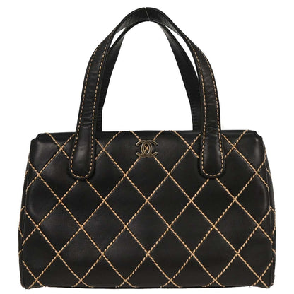 Chanel Surpique Compartment Tote Quilted Leather, BLACK, CALFSKIN, Handbag