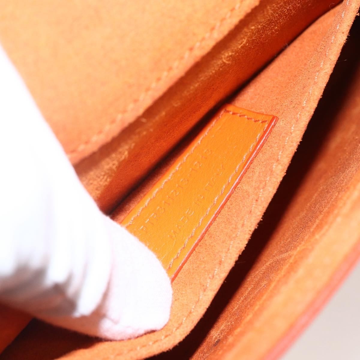 Saint Laurent Chyc Clutch Leather, ORANGE, LEATHER, Clutche & pouche