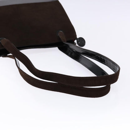 Chanel Vintage Logo Tote Suede, BROWN, SUEDE, Tote bag