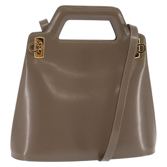 Salvatore Ferragamo Wanda Handbag Patent Leather, GRAY, PATENT_LEATHER, Handbag