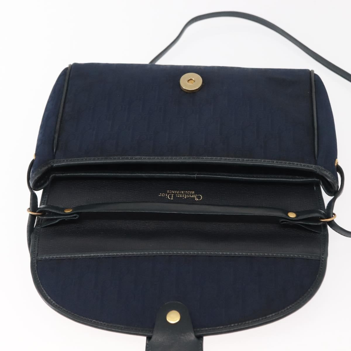 Christian Dior Vintage Trotter Shoulder Bag Canvas, NAVY, CANVAS, Shoulder bag