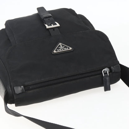 Prada Buckle Messenger Bag Tessuto, BLACK, NYLON, Shoulder bag