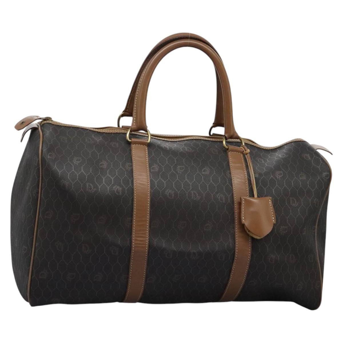 Christian Dior Vintage Honeycomb Boston bag Canvas and Leather, BLACK, PVC, Travel bag