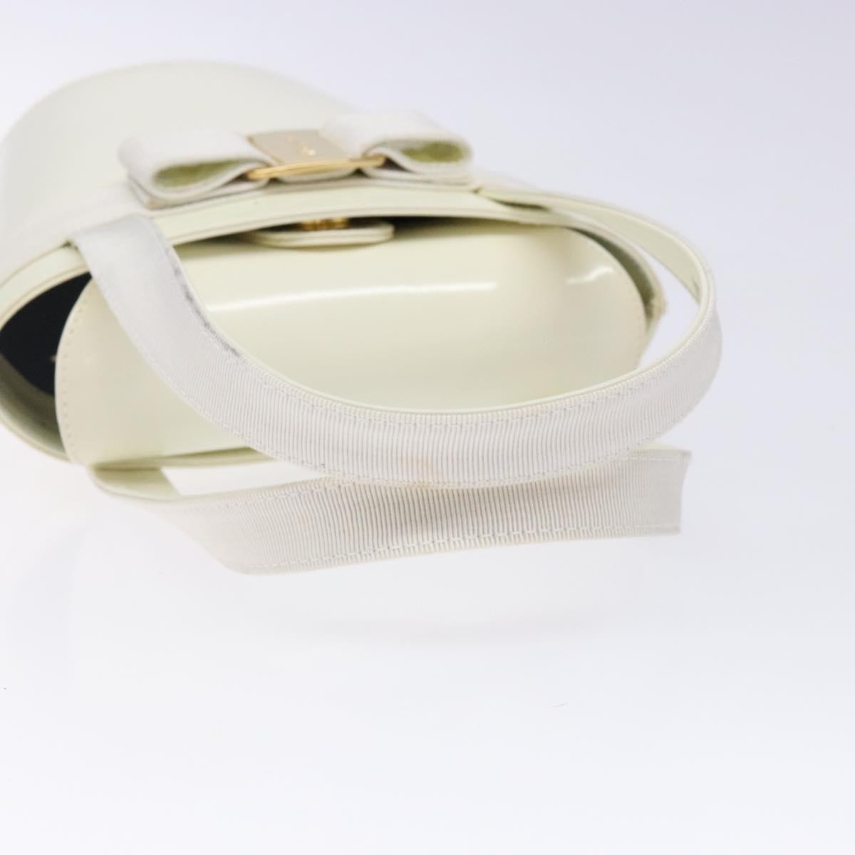 Salvatore Ferragamo Vara Bow Top Handle Bucket Bag Patent Leather, WHITE, PATENT_LEATHER, Handbag