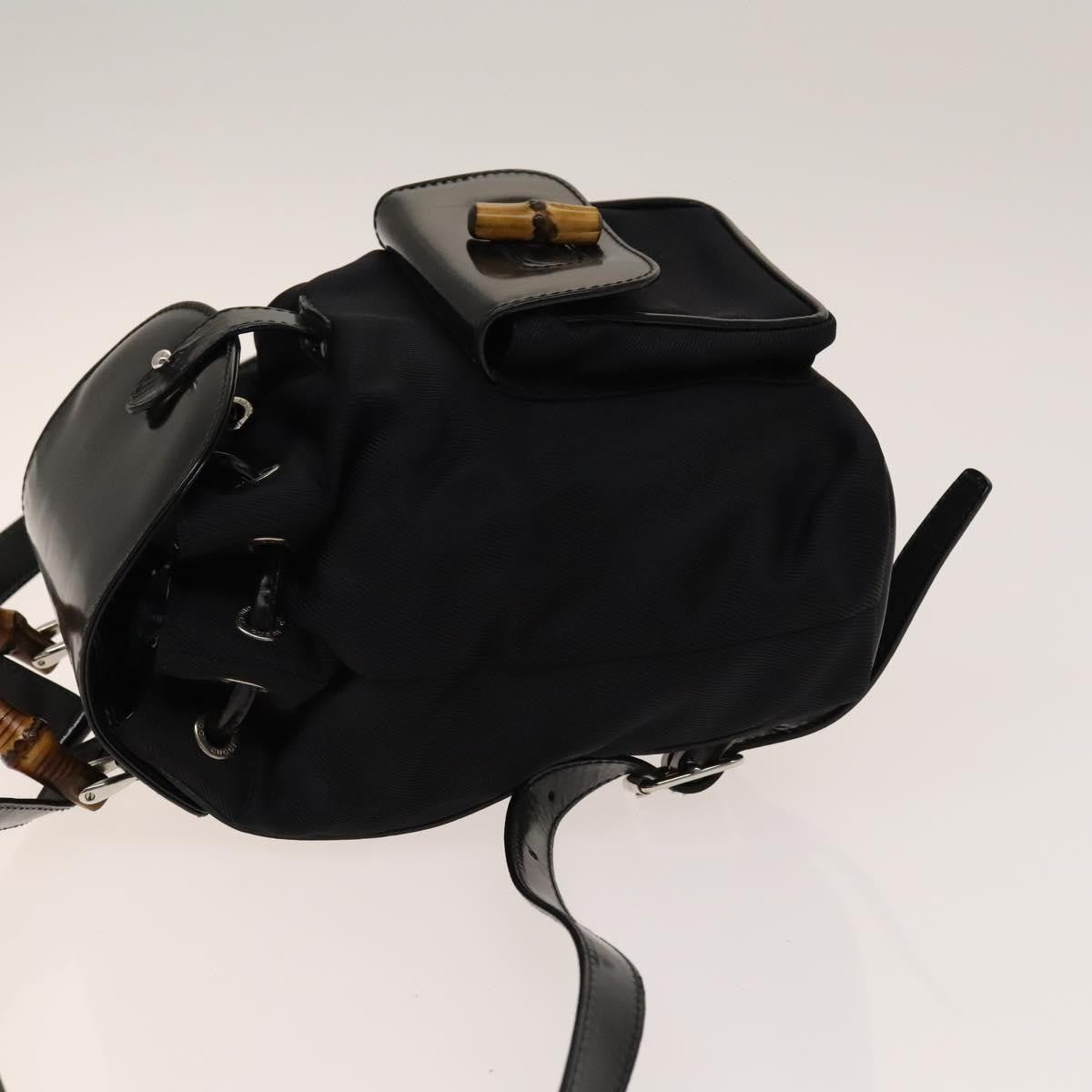 Gucci Vintage Bamboo Backpack Canvas and Leather, BLACK, CANVAS, Backpack