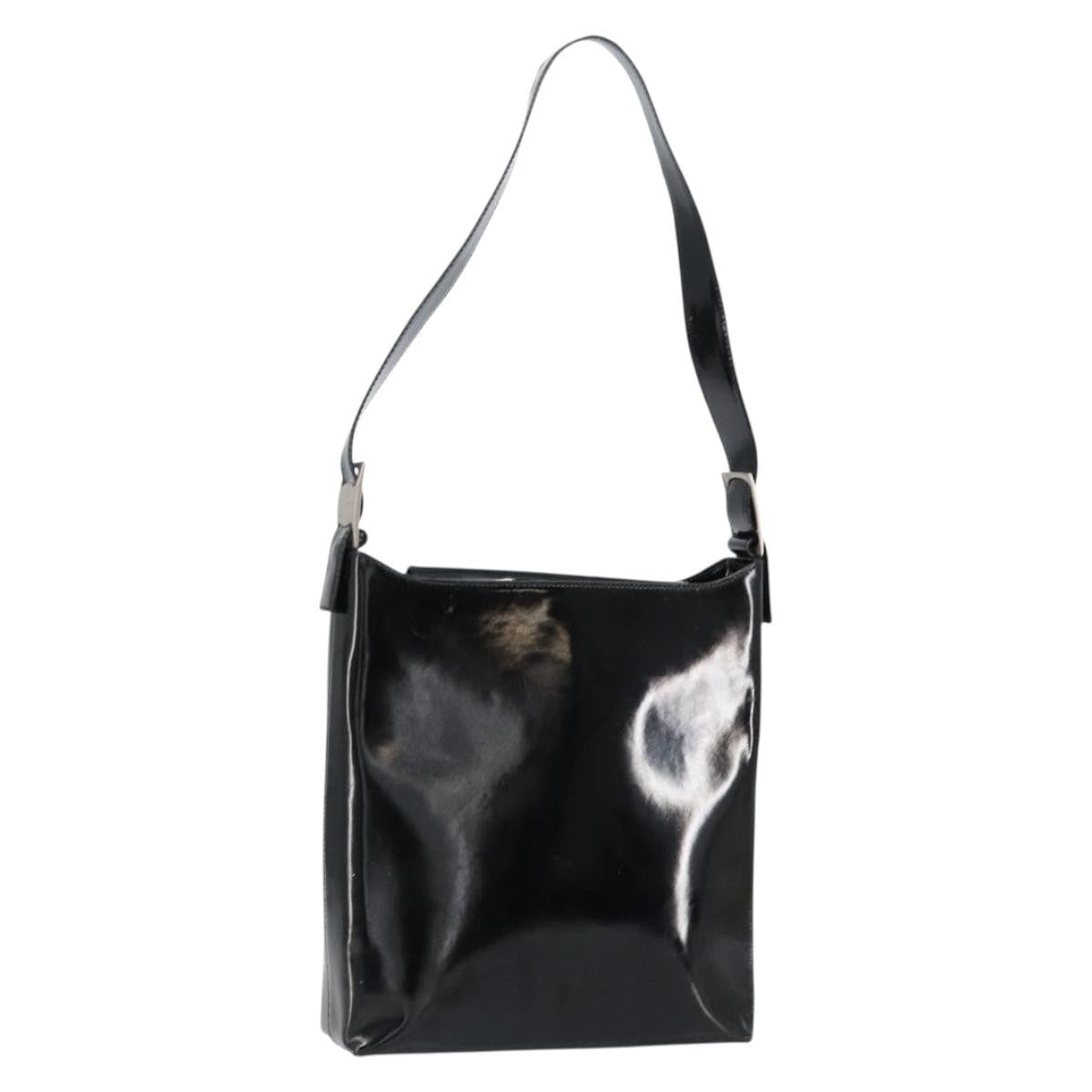 Salvatore Ferragamo Vala Shoulder Bag Patent Leather, BLACK, PATENT_LEATHER, Shoulder bag