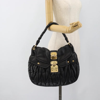 Miu Miu Coffer Convertible Satchel Leather, Black, Leather, Shoulder Bag