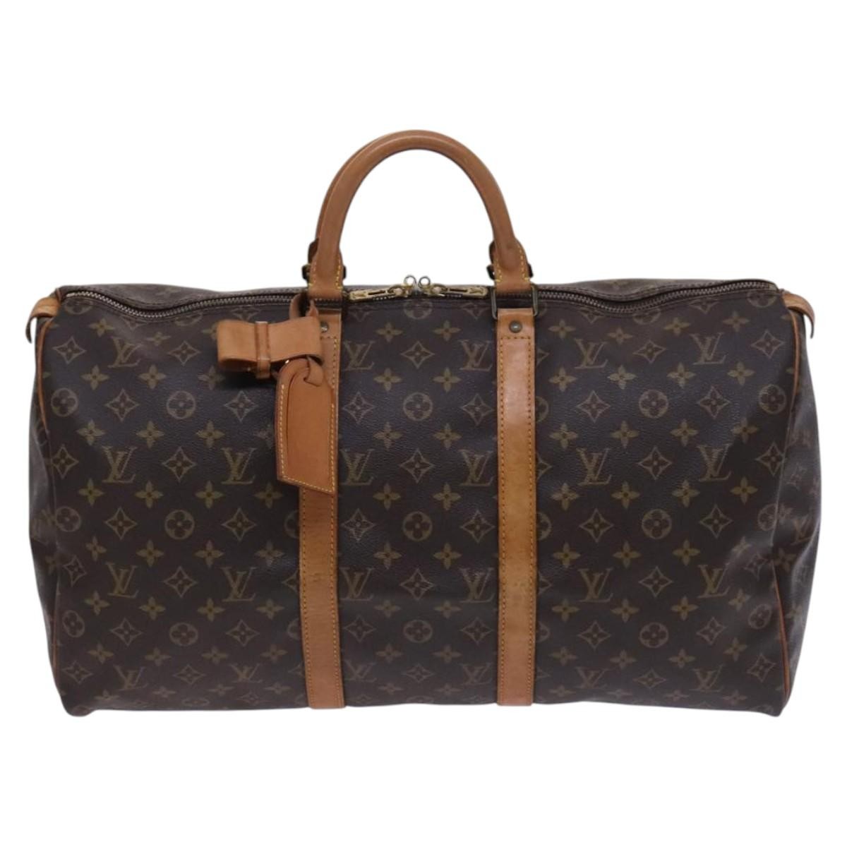 Louis Vuitton Keepall Bag Monogram Canvas, BROWN, CANVAS, Travel bag