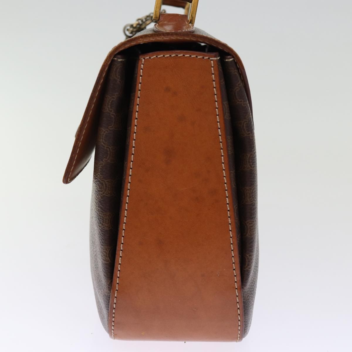 Celine Vintage Convertible Top Handle Bag Macadam Coated Canvas, BROWN, CANVAS, Handbag