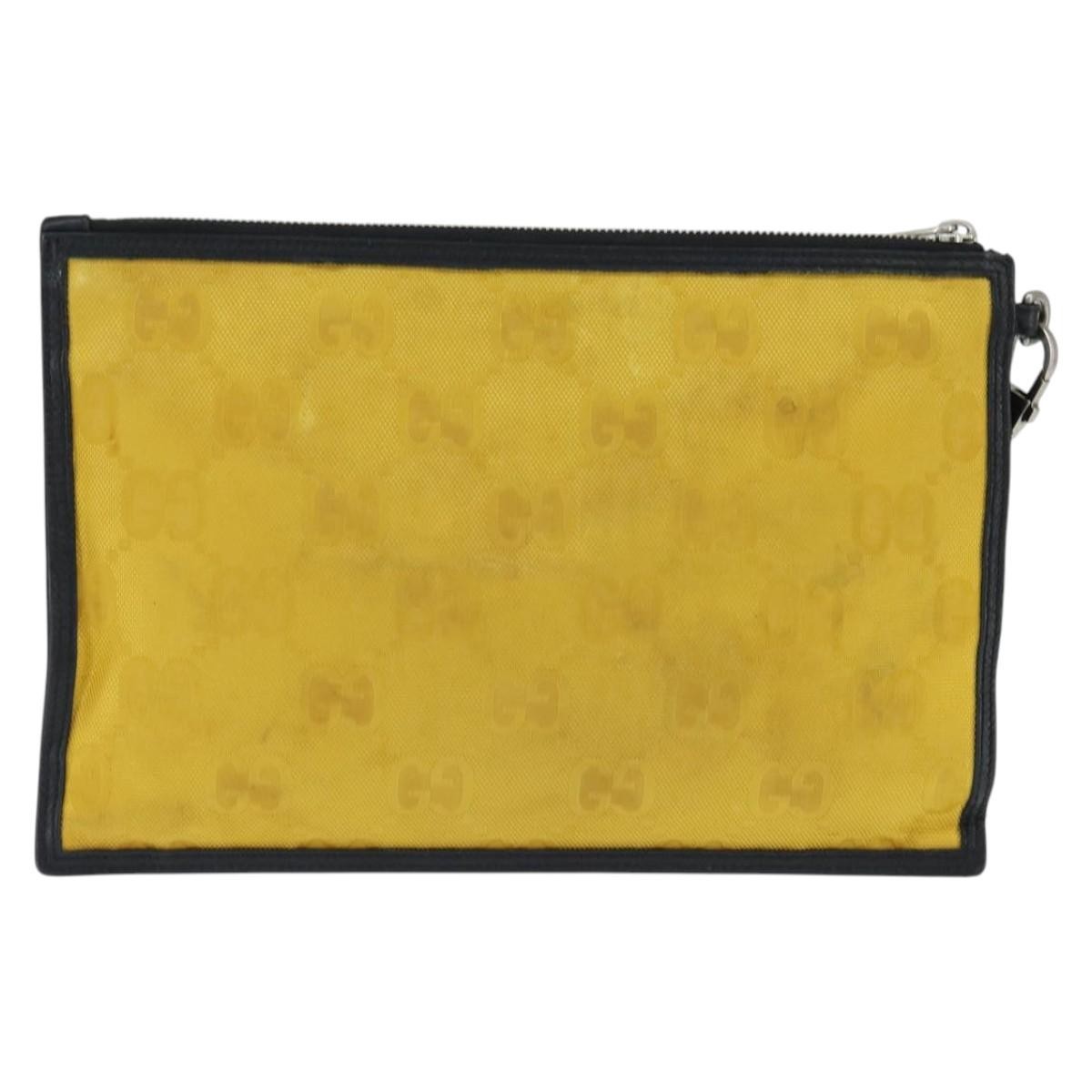 Gucci Off The Grid Zip Pouch GG Econyl, YELLOW, CANVAS, Clutche & pouche