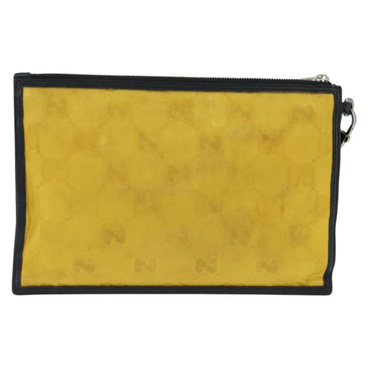 Gucci Off The Grid Zip Pouch GG Econyl, YELLOW, CANVAS, Clutche & pouche