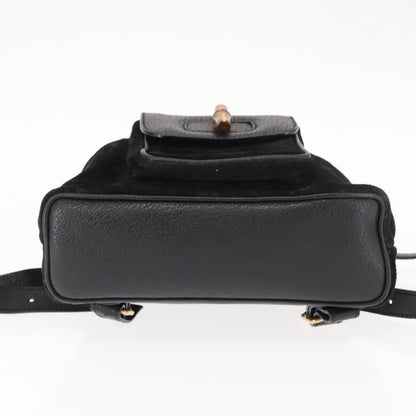 Gucci Vintage Bamboo Backpack Suede, BLACK, SUEDE, Backpack