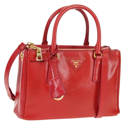 Prada Galleria Double Zip Tote Vernice Saffiano Leather, RED, LEATHER, Handbag
