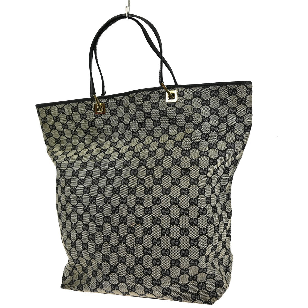 Gucci Vintage Bucket Shopping Tote GG Canvas, BLACK, CANVAS, Tote bag
