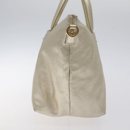 Salvatore Ferragamo Vintage Zip Tote Leather, GOLD, LEATHER, Tote bag