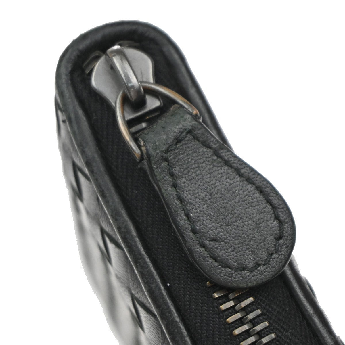 Bottega Veneta Intrecciato Long Zip  Wallet Leather, Black, Leather, Wallet