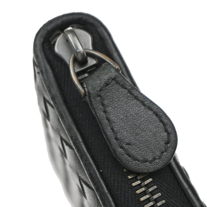 Bottega Veneta Intrecciato Long Zip  Wallet Leather, Black, Leather, Wallet