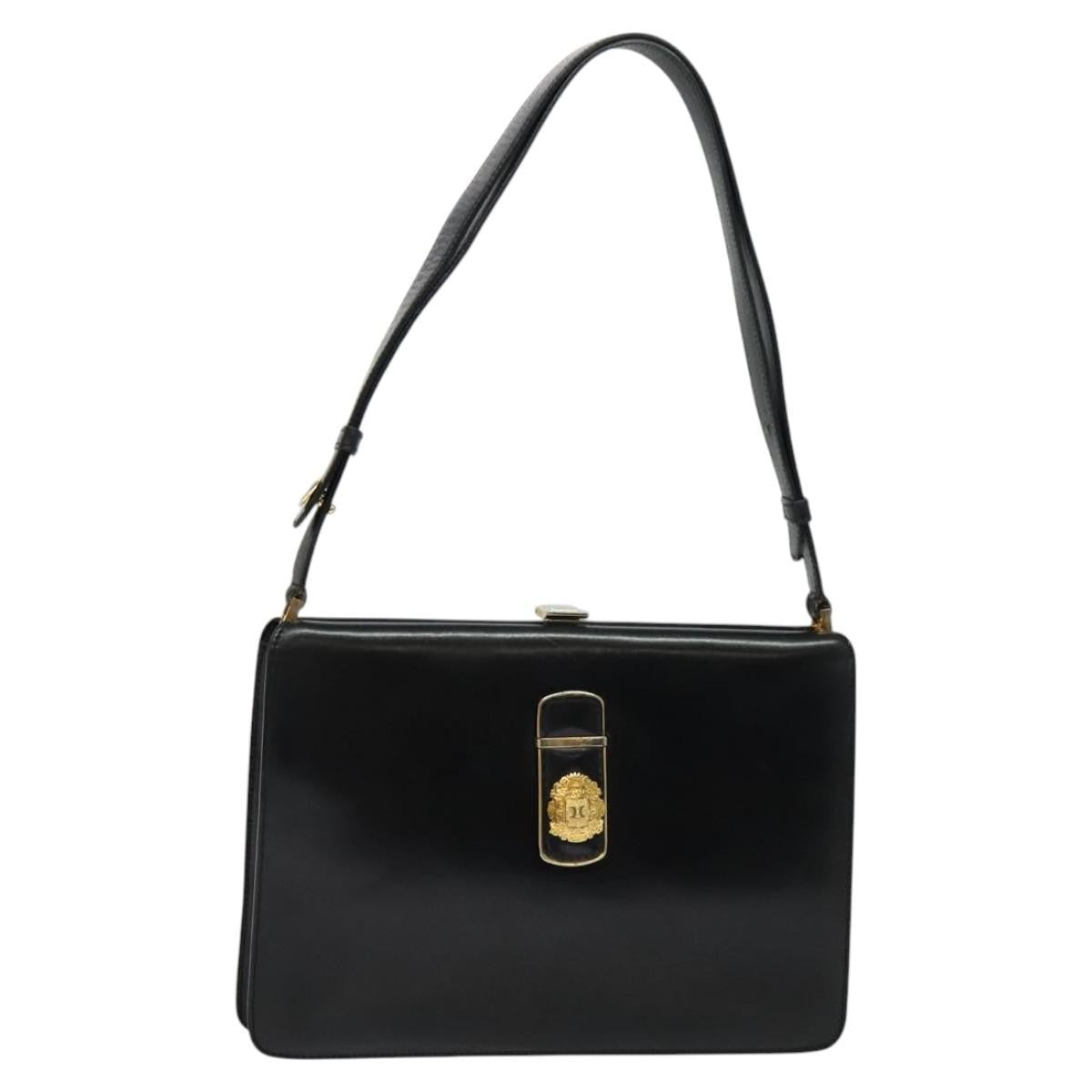 Celine Shoulder Bag Leather, BLACK, LEATHER, Shoulder bag