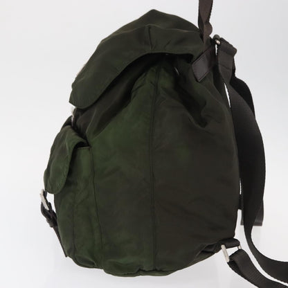 Prada Double Front Pocket Backpack Tessuto, Khaki, Nylon, Backpack
