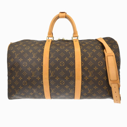 Louis Vuitton Keepall Bandouliere Bag Monogram Canvas, BROWN, CANVAS, Travel bag