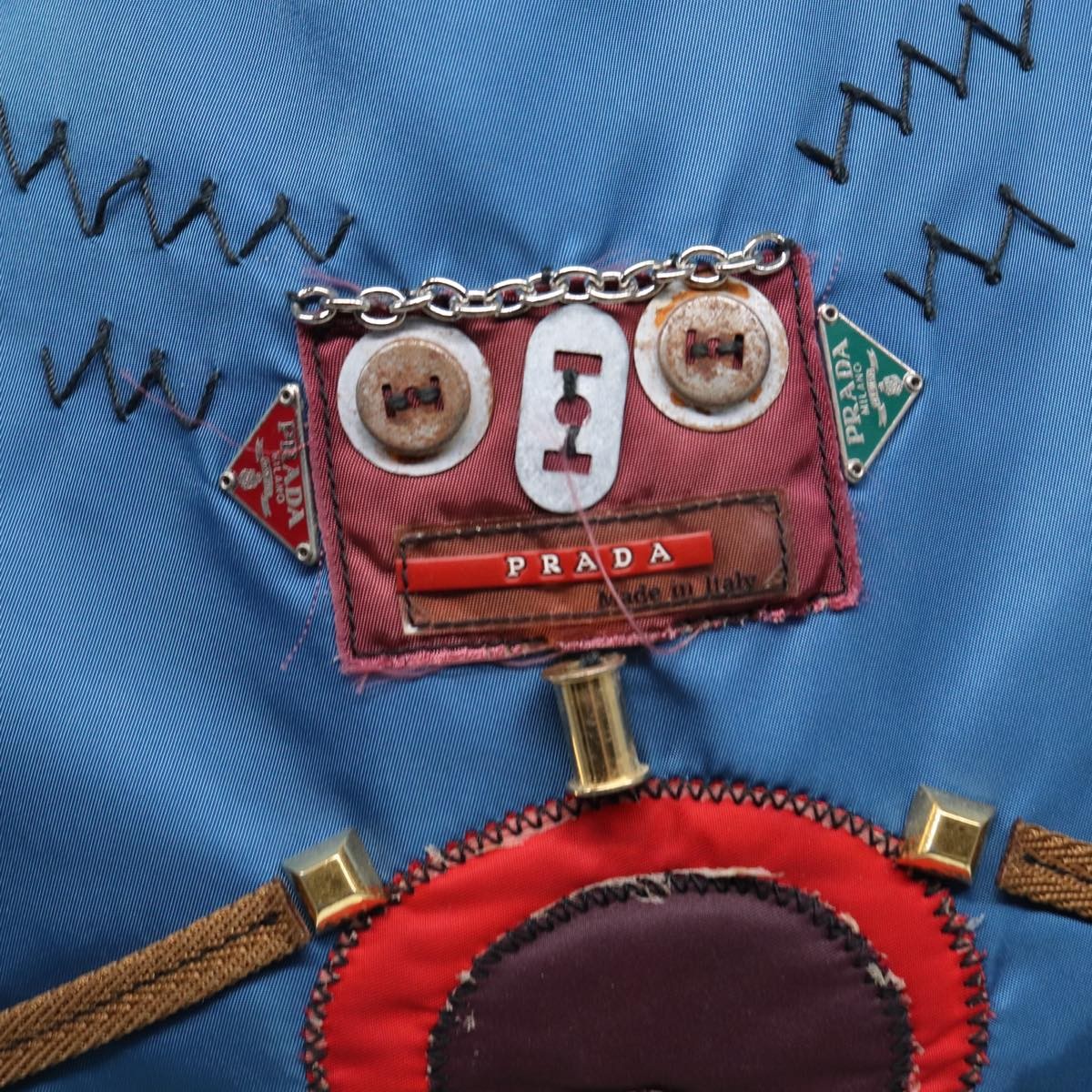 Prada Robot Open Tote Tessuto, BLUE, NYLON, Tote bag