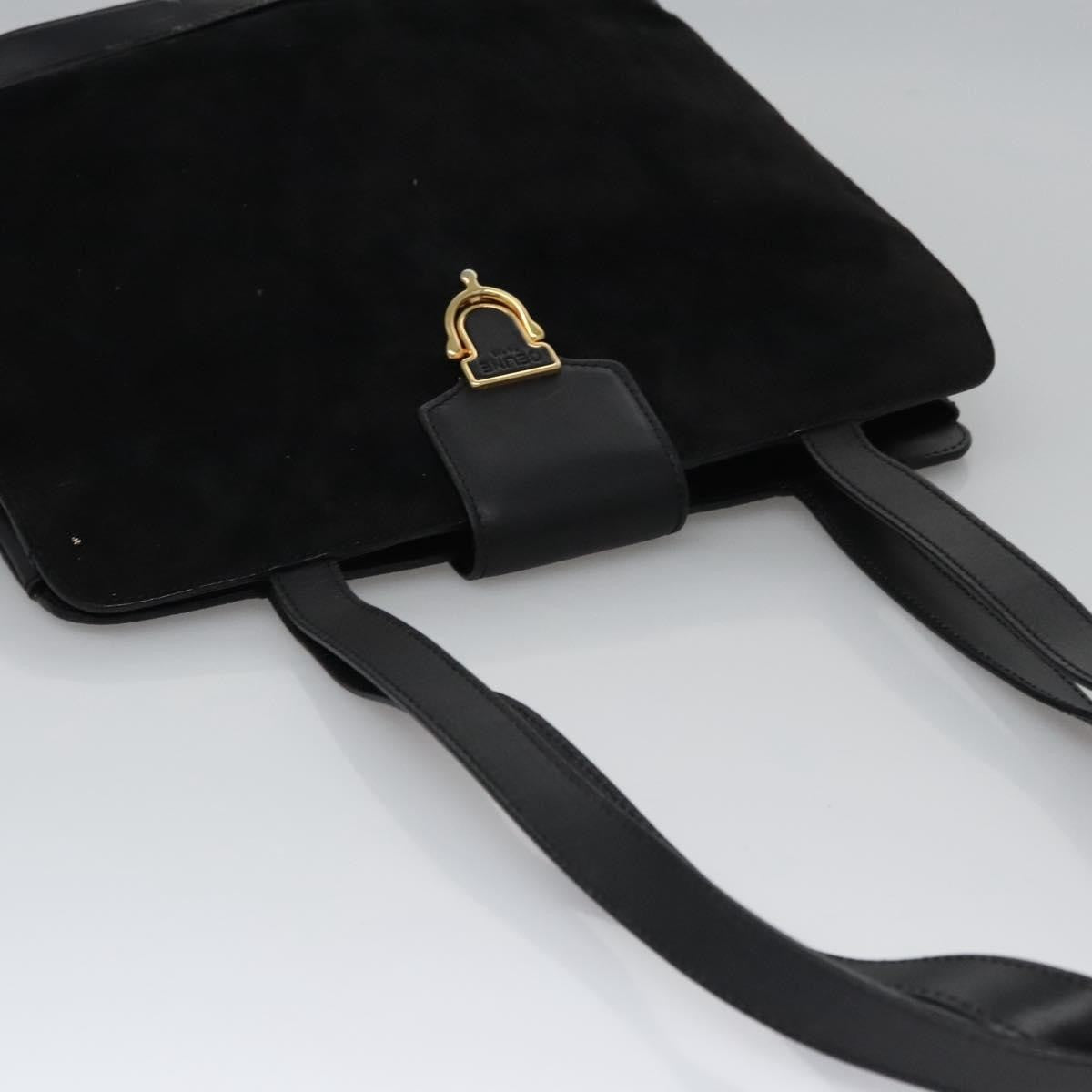 Celine Shoulder Bag Suede and leather, BLACK, SUEDE, Shoulder bag