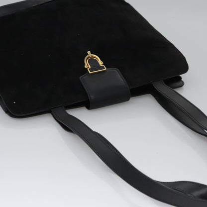 Celine Shoulder Bag Suede and leather, BLACK, SUEDE, Shoulder bag