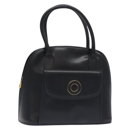 Celine Circle Logo Handbag Leather, BLACK, LEATHER, Handbag