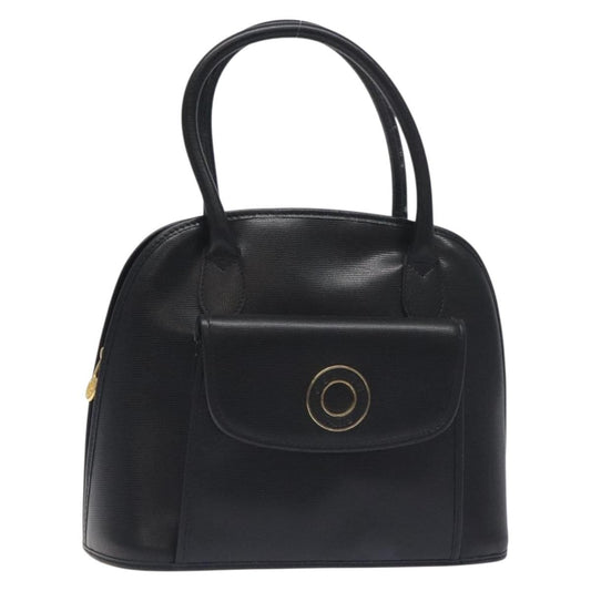 Celine Circle Logo Handbag Leather, BLACK, LEATHER, Handbag