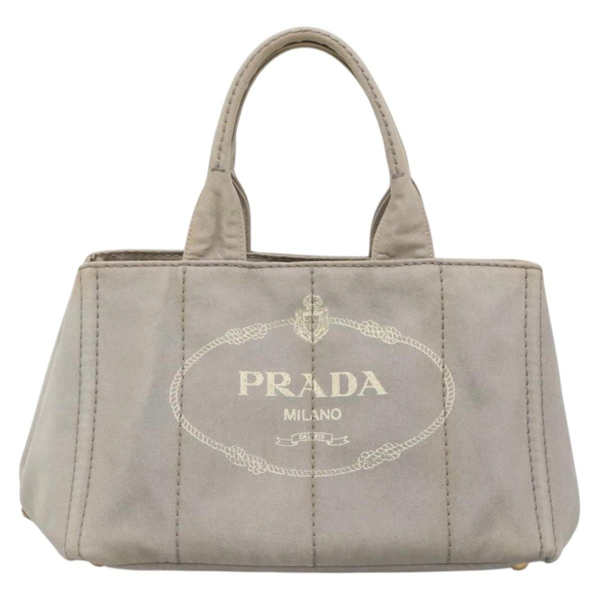 Prada Canapa Convertible Tote Canvas, GRAY, CANVAS, Tote bag