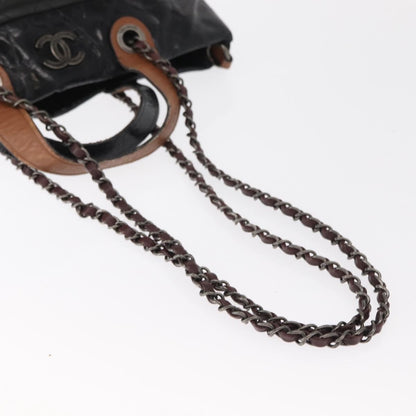 Chanel In The Mix Tote Quilted Iridescent Calfskin, BLACK, LEATHER, Shoulder bag