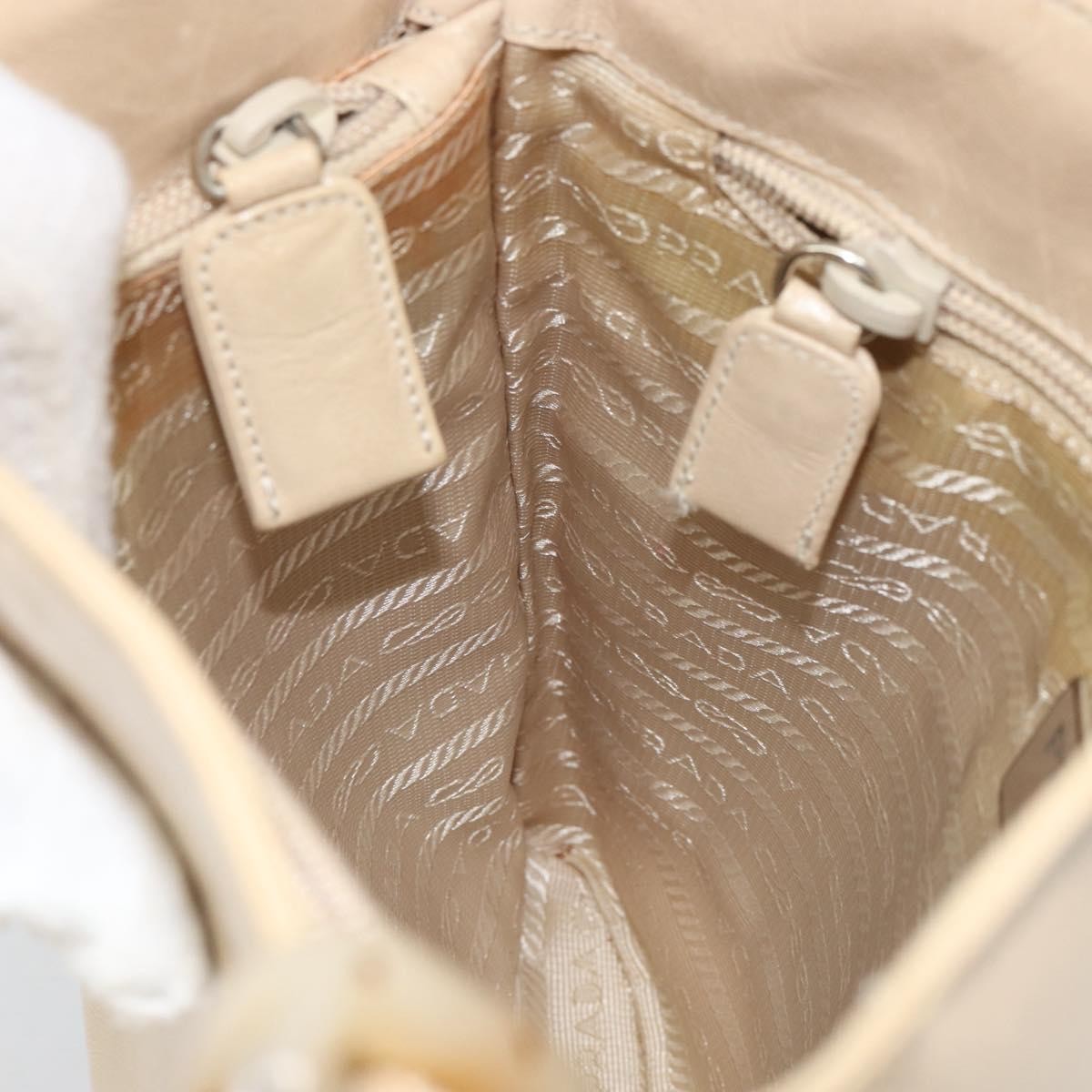 Prada Vintage Shoulder Bag Leather, BEIGE, LEATHER, Shoulder bag