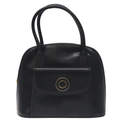 Celine Circle Logo Handbag Leather, BLACK, LEATHER, Handbag