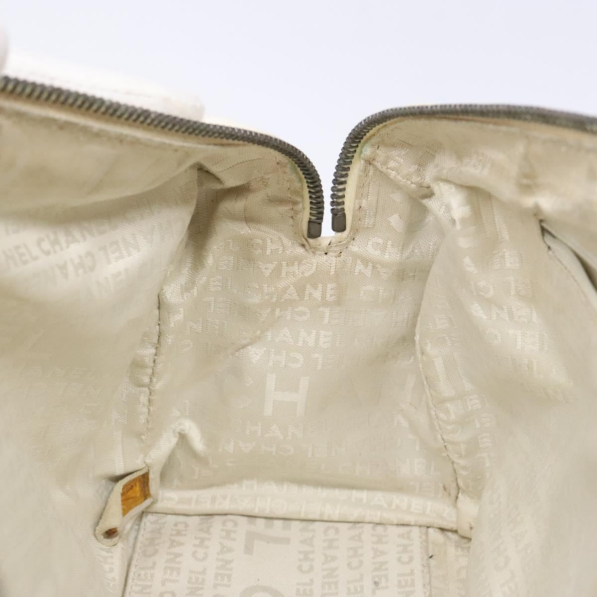 Chanel Square Stitch Duffle Bag Quilted Caviar, WHITE, LEATHER, Travel bag