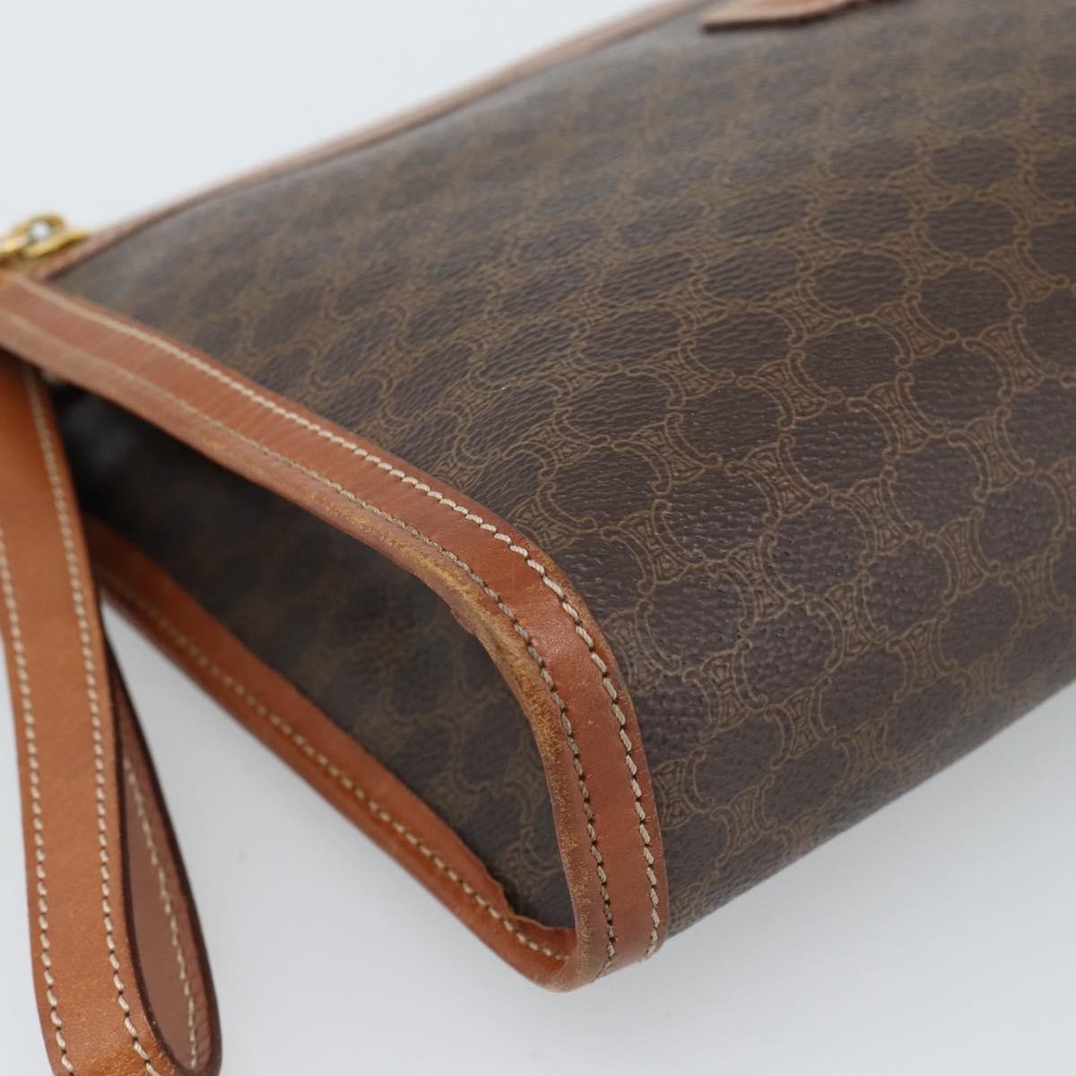 Celine Macadam Pochette Canvas, Brown, Canvas, Clutch